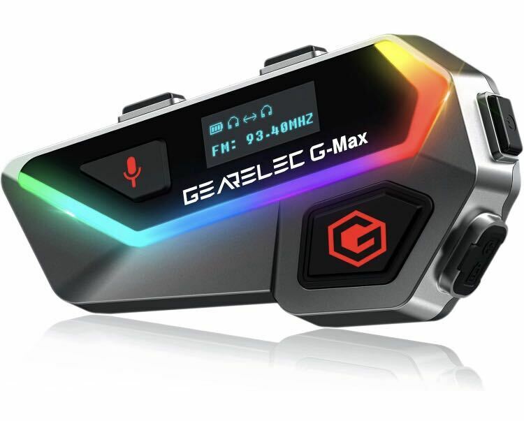 【中古扱い】GEARELEC バイク インカム GMAX 1-6人同時通話 インカム バイク用 Bluetooth5.2チップ Hi-Fi 40mmスピーカ 最大通話距離2000M