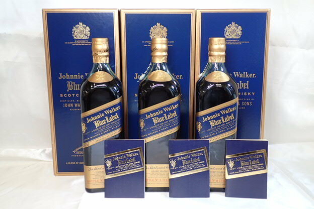 5044[M]箱付◆未開栓古酒◆Johnnie Walker/ジョニーウォーカー/BLUE LABEL/ブルーラベル/スコッチ/ウイスキー/750ml/43%/まとめて 3本