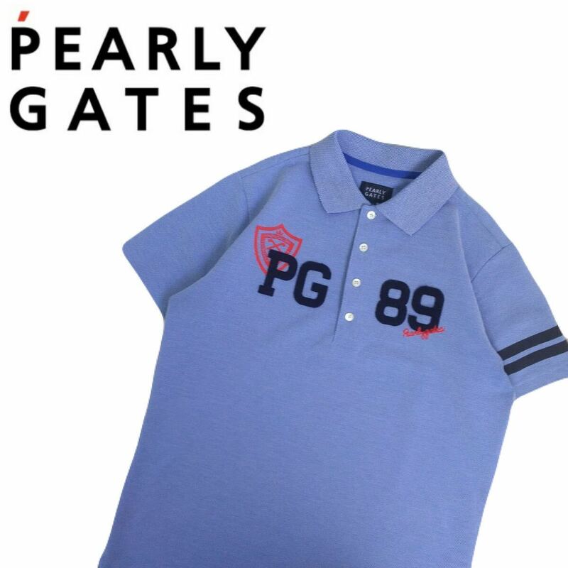 極美品 近年新作 PEARLY GATES 吸水速乾 ストレッチ ナンバリング 鹿の子 半袖ポロシャツ メンズ4 パーリーゲイツ ゴルフウェア 2405102