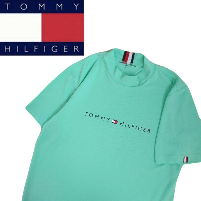 極美品 近年新作 TOMMY HILFIGER GOLF 吸水速乾 ストレッチ モックネック 半袖シャツ インナー M トミーヒルフィガー ゴルフウェア 2405222