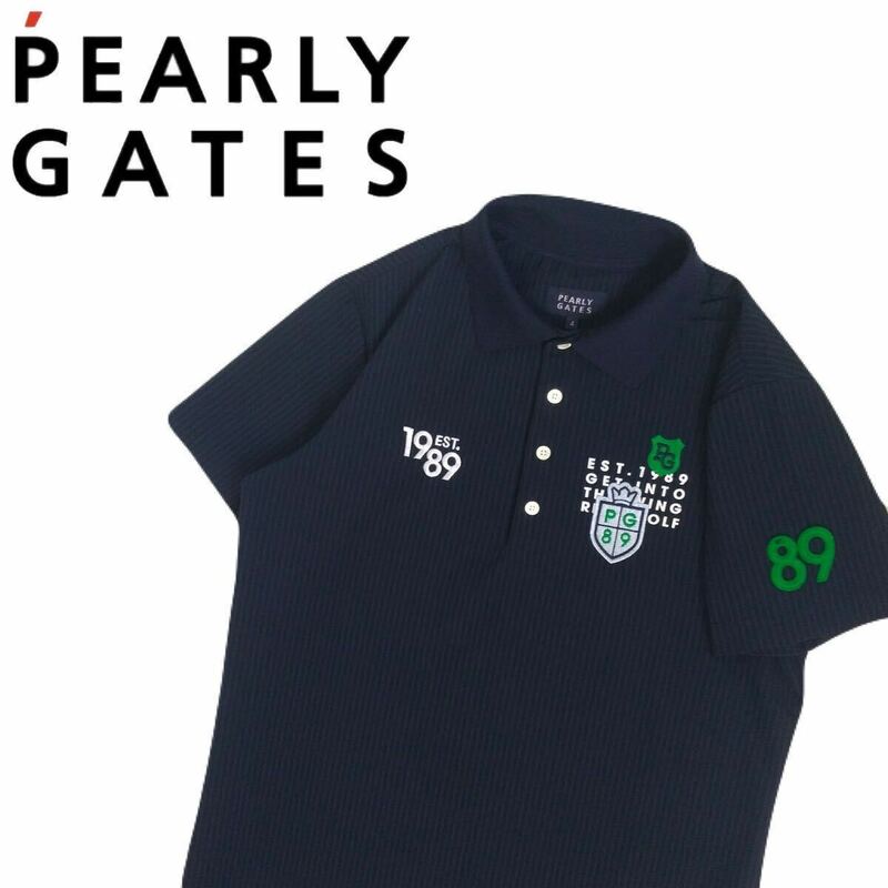 極美品 近年新作 PEARLY GATES 吸水速乾 ストレッチ シアサッカー 半袖ポロシャツ メンズ4 パーリーゲイツ ゴルフウェア 日本製 2405306