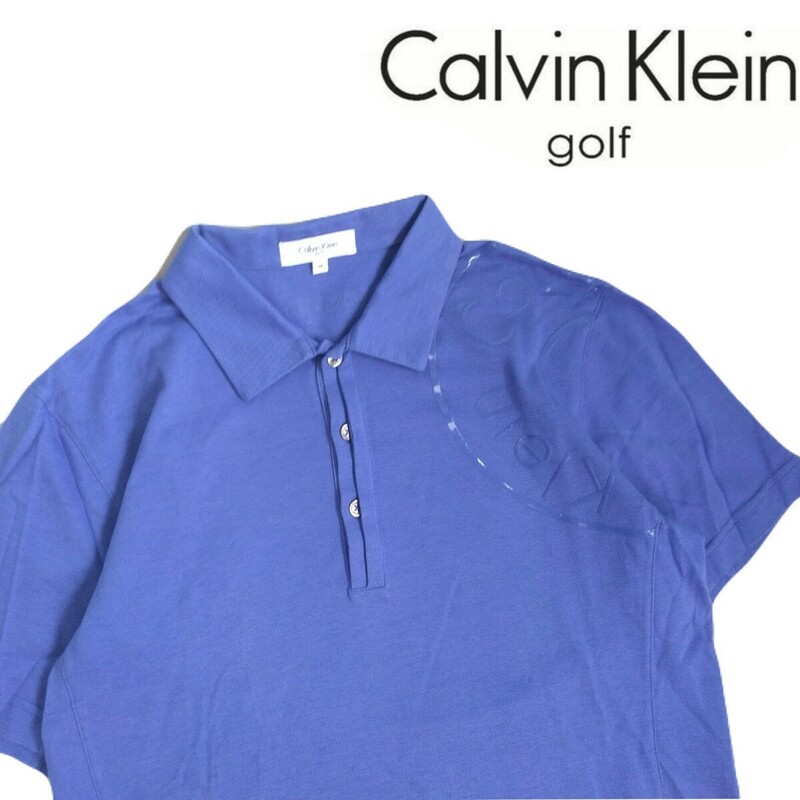 極美 ビッグロゴ 最高級 Calvin Klein GOLF 吸水速乾 ストレッチ 半袖ポロシャツ メンズM カルバンクライン ゴルフウェア デサント 2405317