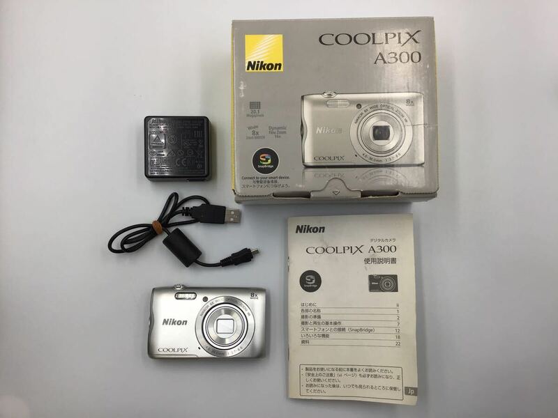 83640 【動作品】 Nikon ニコン COOLPIX A300 コンパクトデジタルカメラ バッテリー ACアダプター 箱 付属