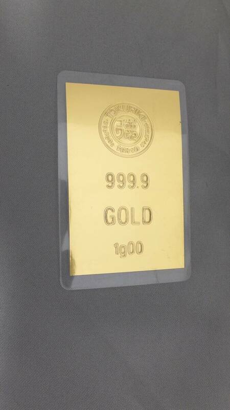 ◆純金1gカード①　徳力　TOKURIKI　1g　999.9　ラミネート　GOLD　ゴールド　24金　K24　純金カード