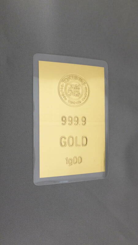 ◆純金1gカード②　徳力　TOKURIKI　1g　999.9　ラミネート　GOLD　ゴールド　24金　K24　純金カード