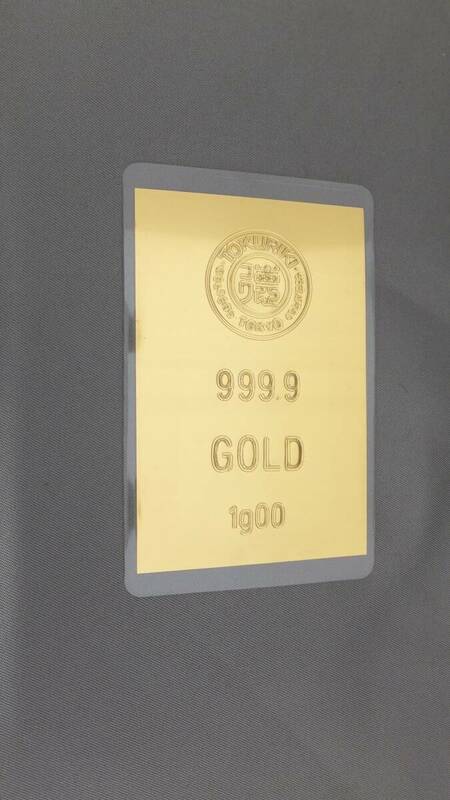 ◆純金1gカード③　徳力　TOKURIKI　1g　999.9　ラミネート　GOLD　ゴールド　24金　K24　純金カード