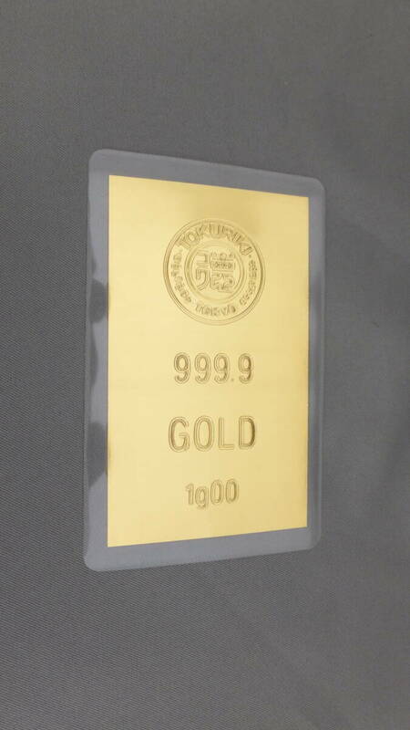 ◆純金1gカード④　徳力　TOKURIKI　1g　999.9　ラミネート　GOLD　ゴールド　24金　K24　純金カード