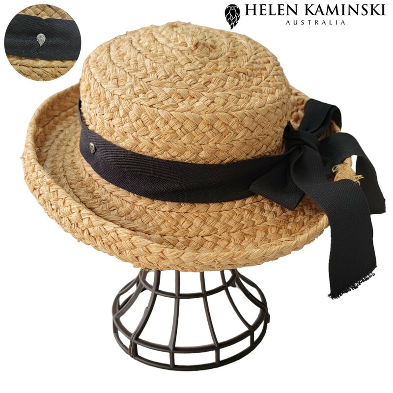 【極美品】マダガスカル製 ヘレンカミンスキー HELEN KAMINSKI ラフィアハット F カンカン帽 フリーサイズ 56,5㎝ 麦わら帽子 旧 Classic 5