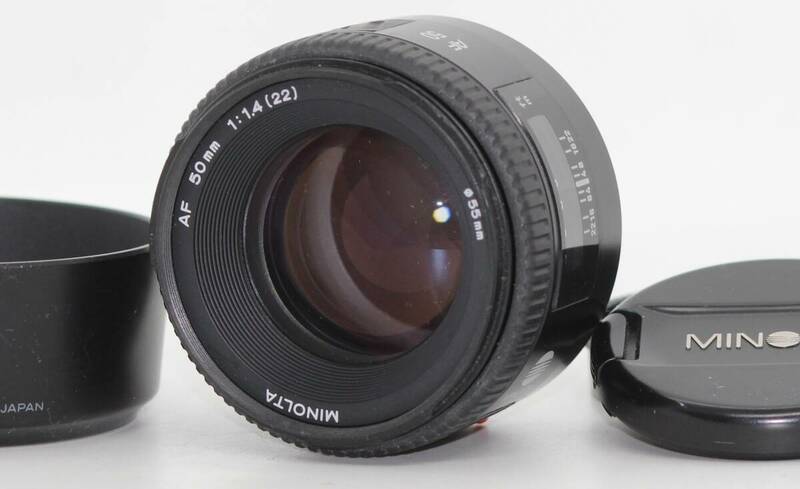 ★極上品★ MINOLTA ミノルタ AF 50mm F1.4 NEW 前後キャップフード付属 #M108