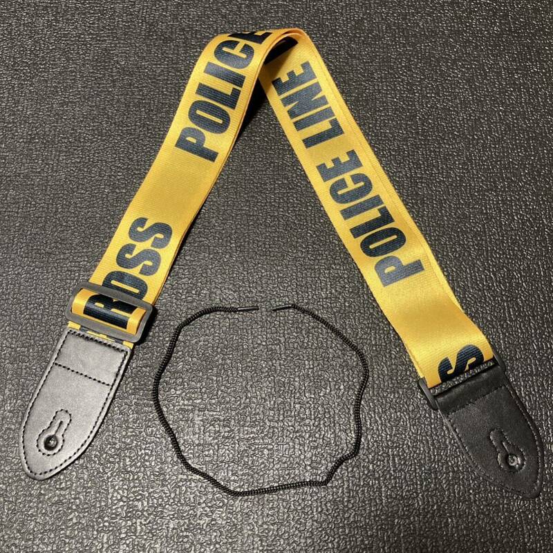 ☆ 即決・新品!!　ギター　ストラップ　イエロー　POLICE LINE DO NOT CROSS ロゴ ☆