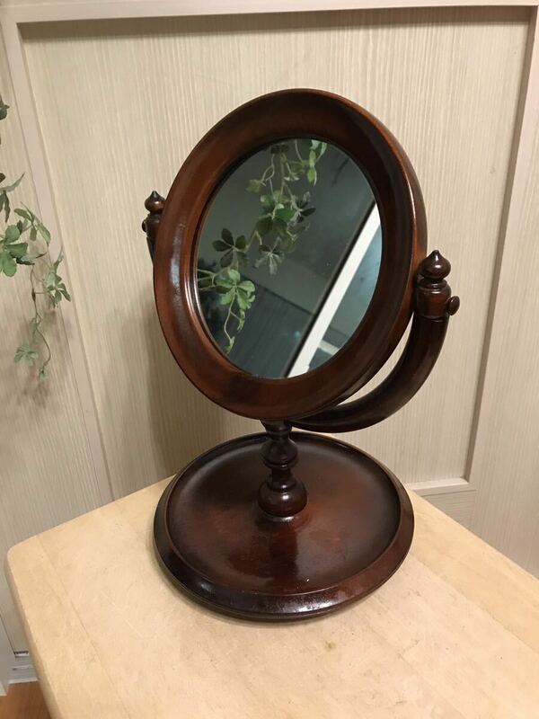 全国送料無料　回転　鏡 木製スタンドミラー　卓上鏡　鏡台　ドレッサー