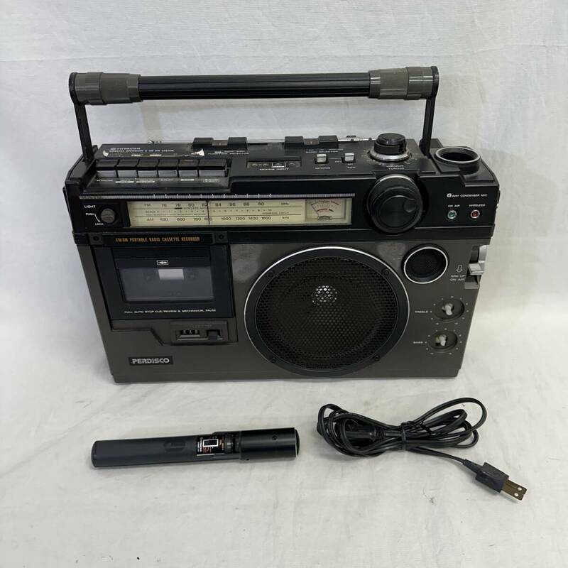 【ジャンク品】　HITACHI　日立　PERDISCO　TRK-5260　パディスコ　ラジカセ　昭和レトロ　ステレオ　マイク付き