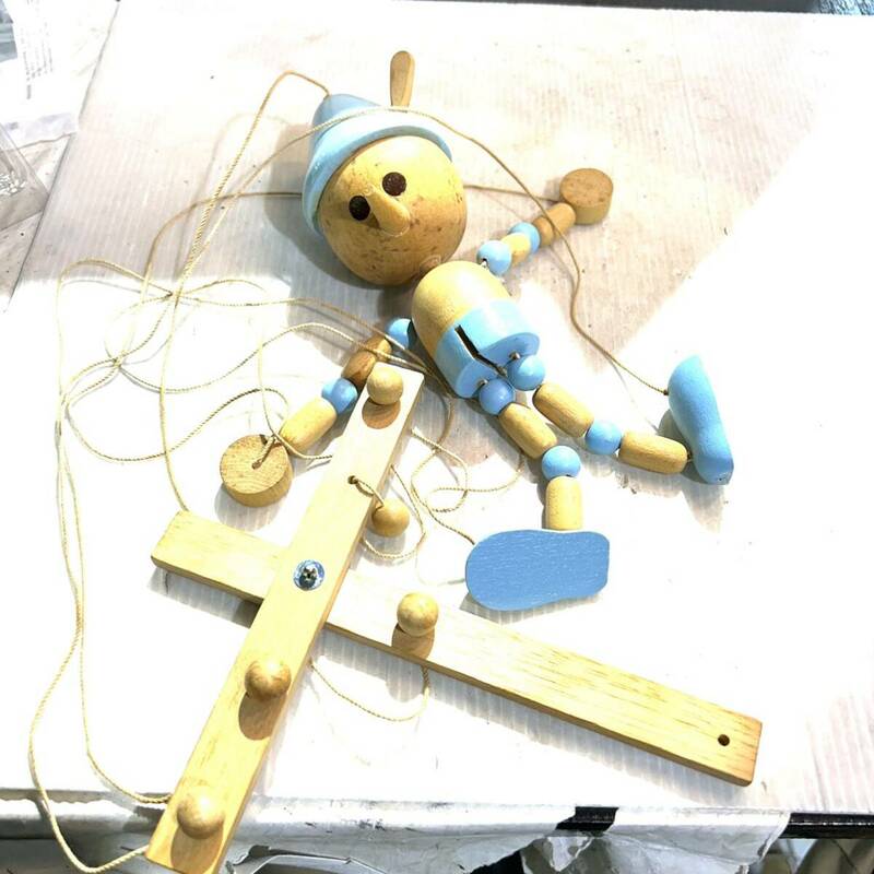 昭和レトロ 操り人形 木製 (B4022)