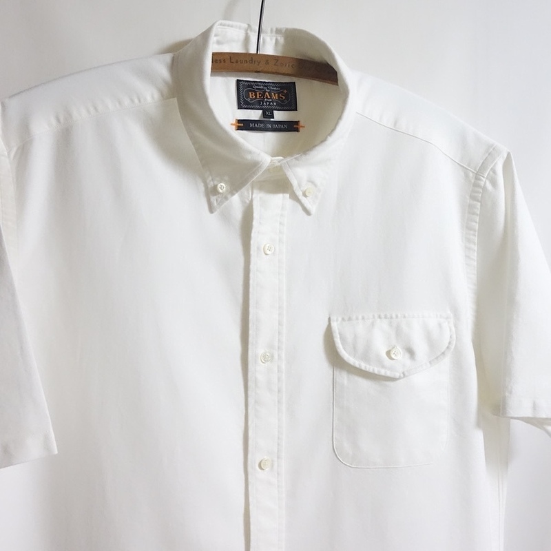【23SS 日本製 BEAMS+ 半袖 白 OX ボタンダウンシャツ XL】美品 ビームスプラス BEAMS PLUS オックスフォード BDシャツ