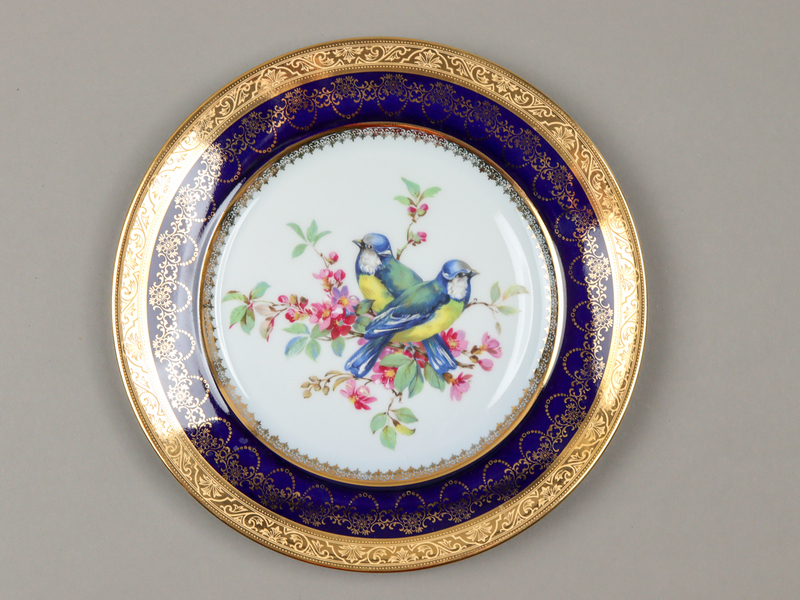 nO7i リモージュ Limoges 花鳥絵額皿 キャビネットプレート 飾り皿