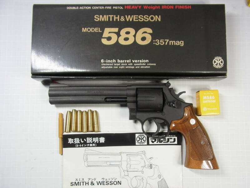 2405　SPG　マルシン　S＆W　M586　HW　アイアンフィニッシュ　木グリ　カート6発　元箱　取説付　美品