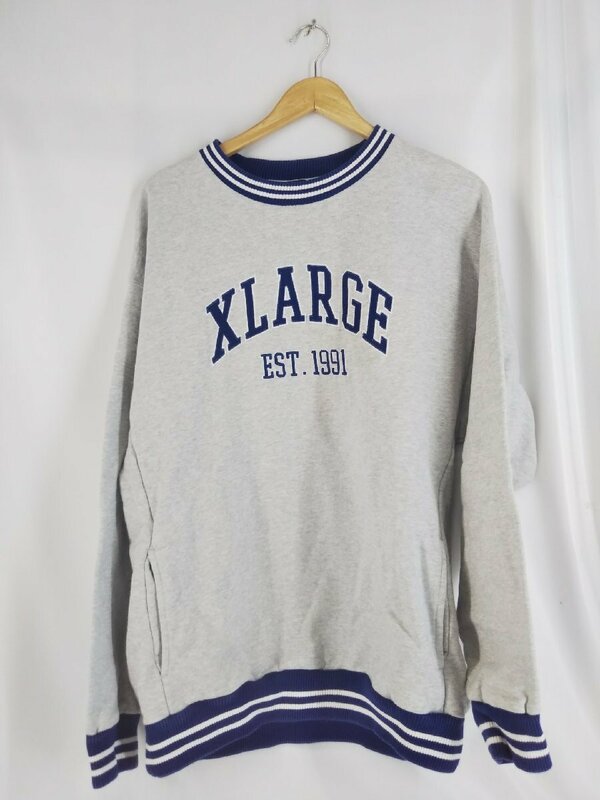 XLARGE RIB LINE CREWNECK SWEAT Lサイズ　エクストララージ　リブライン　クルーネックスウェット　グレー