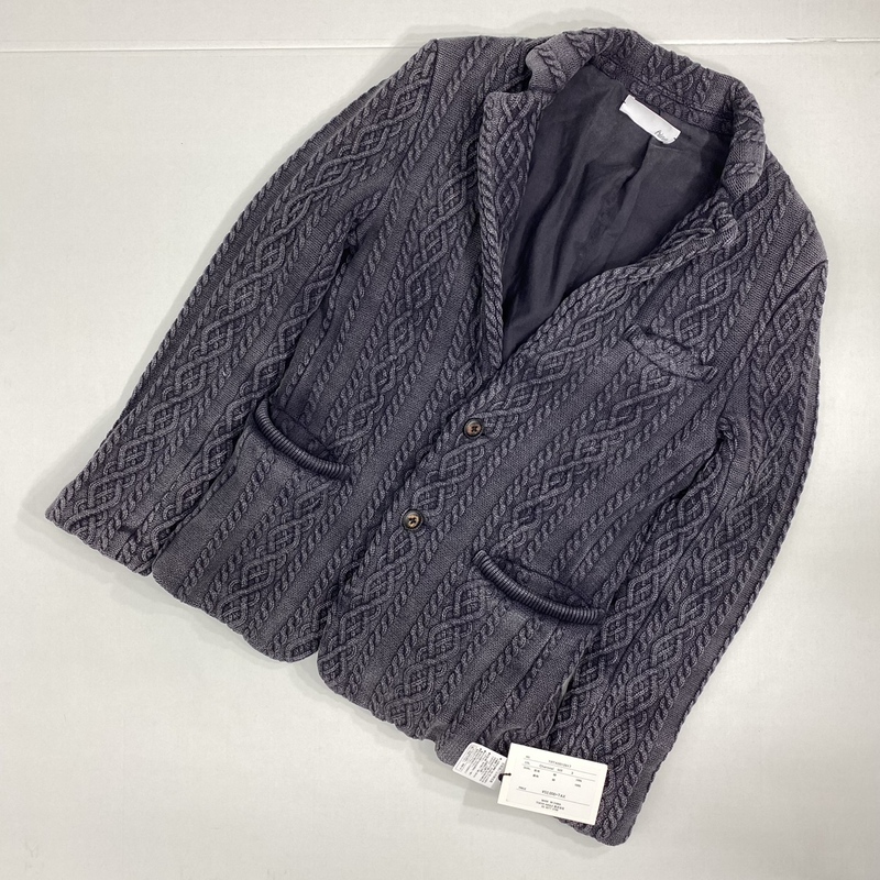 ko0523/16/67 定価5.2万 triaa aran cable knit jacket with vintage finish トリア ニットジャケット TRTA5012017 サイズL目安