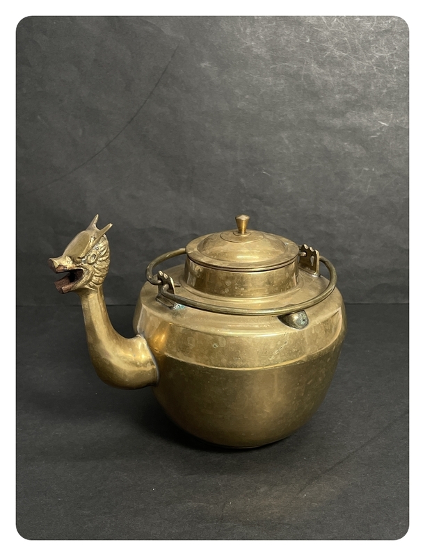 ● コレクター必見 希少 中国茶器 龍口急須 銅製 薬缶 ティーポット 茶道具 茶器 金属工芸 ma949