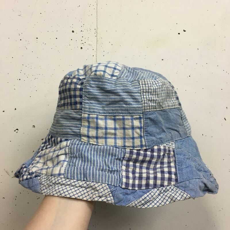 old GAP パッチワーク ハット サイズ M/L ブルー 青 水色 帽子 