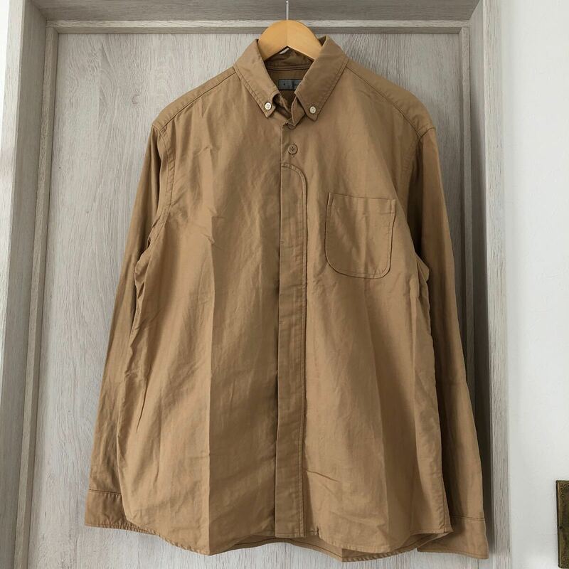 (k) nisica オックスフォード 長袖シャツ サイズ4 コットン 日本製 ベージュ ブラウン