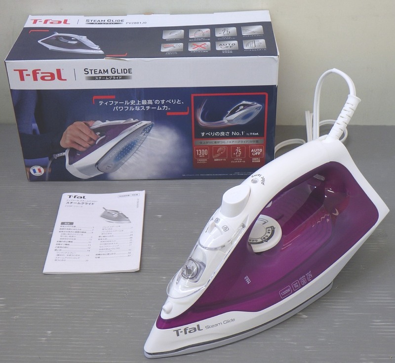 美品 T-fal ティファール スチーム アイロン スチームグライド ライラック FV2881J0 ティファール史上最高のすべり ターボスチーム used