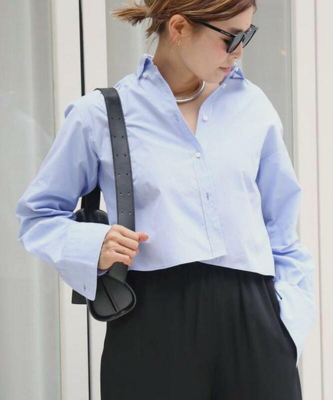 ドゥーズィエムクラス EVERYDAY I LIKE 2023SS Cropped BDシャツ クロップト ボタンダウン 青 ブルー Deuxieme classe レディース