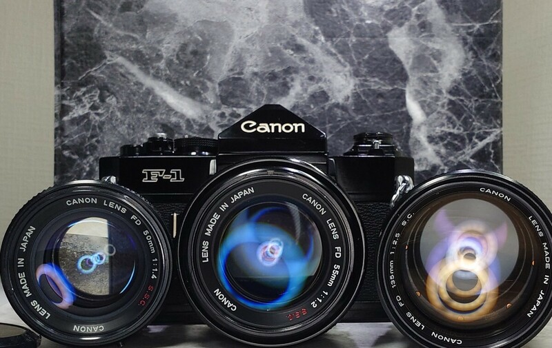 【終活整理】 Canon F-1 美品＋FD 55mm f1.2 S.S.C 赤バッジシンデレラ＋50mm f1.4 S.S.C＋135mm f2.5 単焦点3本セット 動作良好 露出計OK 