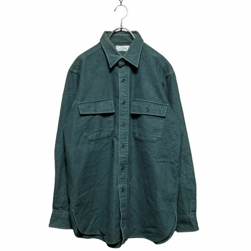 ●洗濯プレス済み● L.L.Bean エルエルビーン 90's コットン長袖シャツ Made In USA アメリカ製 sizeM【2058】