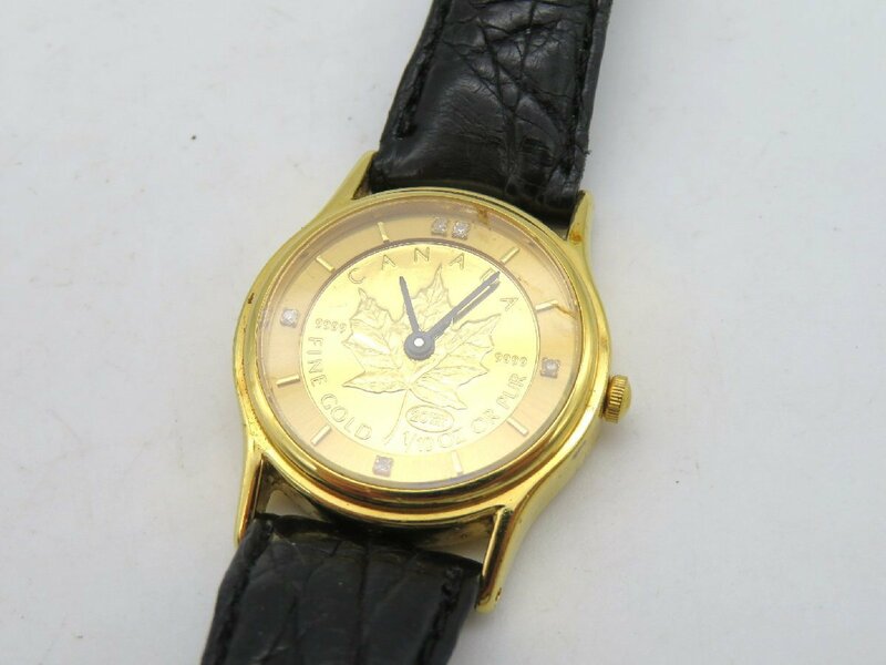 1円◆稼働◆ コインウォッチ ファインゴールド ゴールド クオーツ レディース 腕時計 N11205