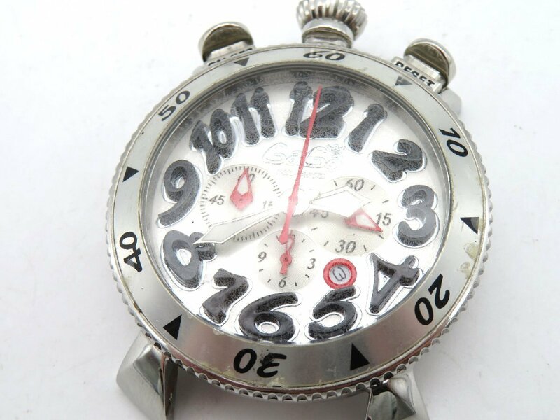 1円◆稼働◆ ガガミラノ MM48 シルバー クオーツ メンズ 腕時計 N14006