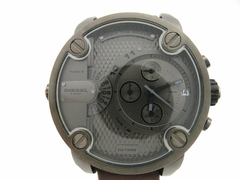 1円◆稼働◆ ディーゼル DZ-7258 グレー クオーツ メンズ 腕時計 K38506