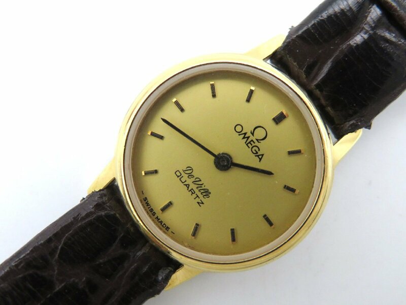 1円◆稼働◆ オメガ デヴィル ゴールド クオーツ レディース 腕時計 N14306