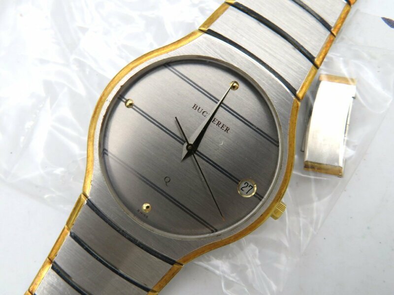 1円■ジャンク■ ブフェラ シルバー クオーツ ユニセックス 腕時計 コマ N16304