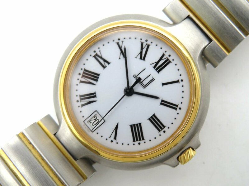 1円◆稼働◆ ダンヒル ホワイト クオーツ ユニセックス 腕時計 N14506