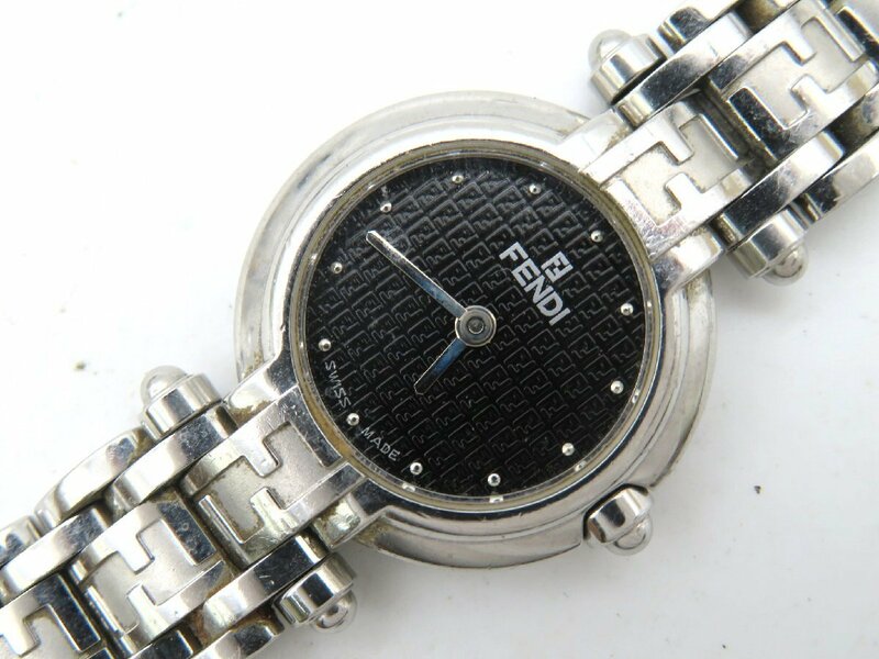 1円◆稼働◆ フェンディ 750L ブラック クオーツ レディース 腕時計 N19508