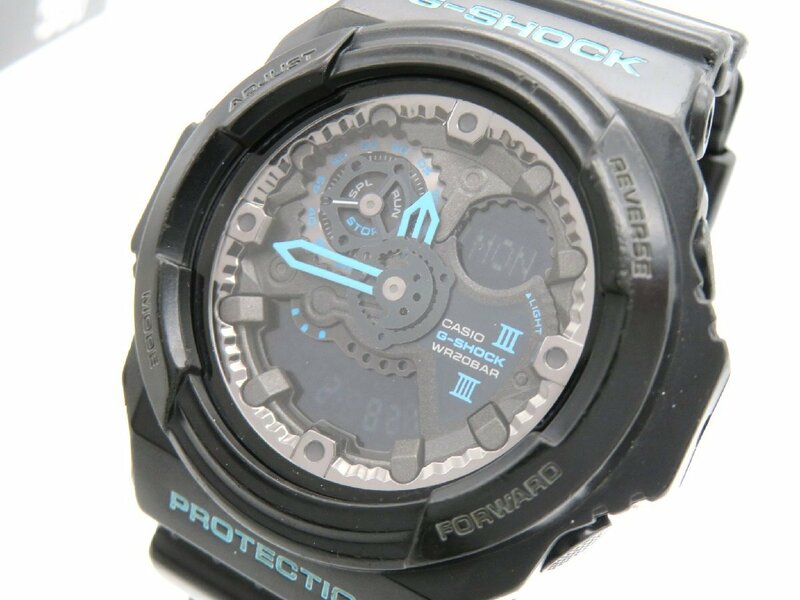 1円◆稼働◆ カシオ GA-300BA ジーショック ブラック/スカイブルー クオーツ メンズ 腕時計 N19204