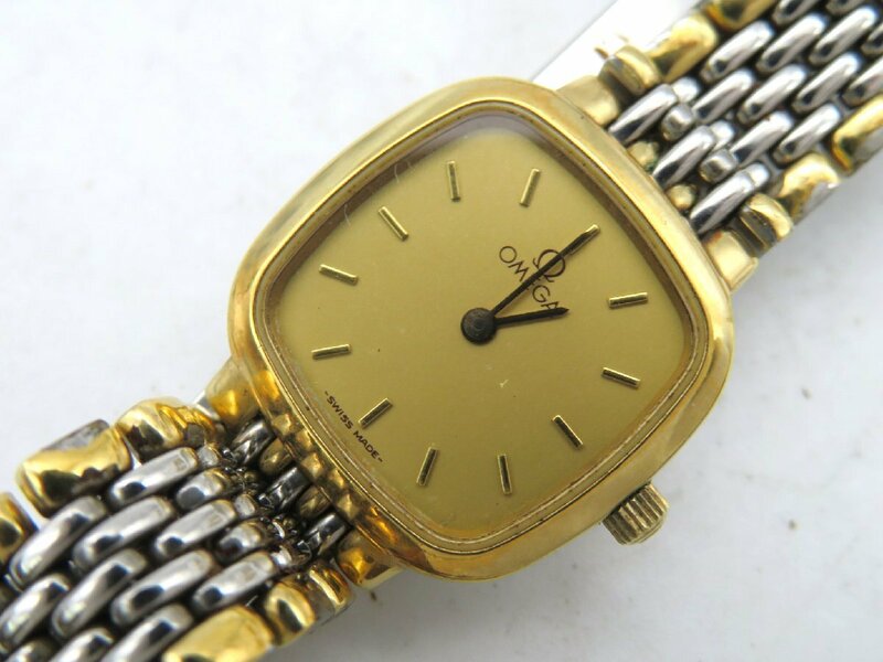 1円■ジャンク■ オメガ デビル ゴールド クオーツ レディース 腕時計 N20204