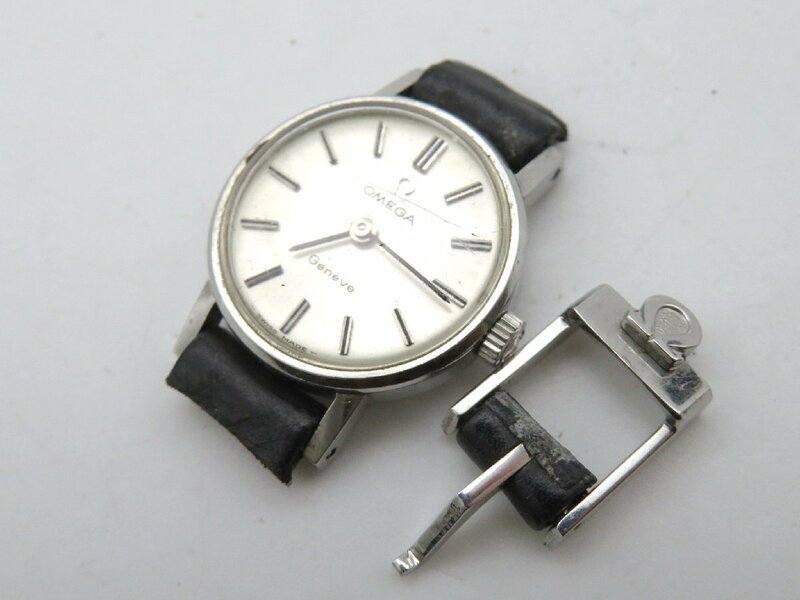 1円◆稼働◆ オメガ ジュネーブ シルバー 手巻き レディース 腕時計 バックル N14303