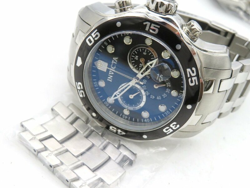 1円◆稼働◆ インビクタ 黒 クオーツ メンズ 腕時計 コマ4 N17003