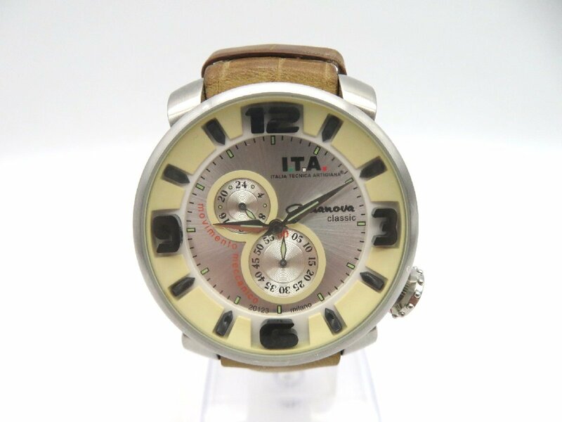 1円◆稼働◆ I.T.A カサノバ クラシック シルバー クオーツ メンズ 腕時計 O776