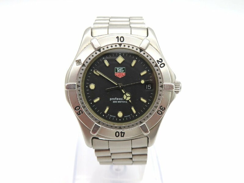 1円◆稼働◆ タグホイヤー WE1140-2 プロフェッショナル ブラック クオーツ メンズ 腕時計 N22605