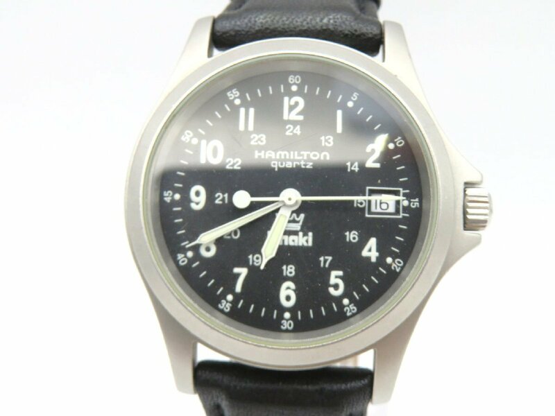 1円◆稼働◆ ハミルトン ブラック クオーツ メンズ 腕時計 N25506