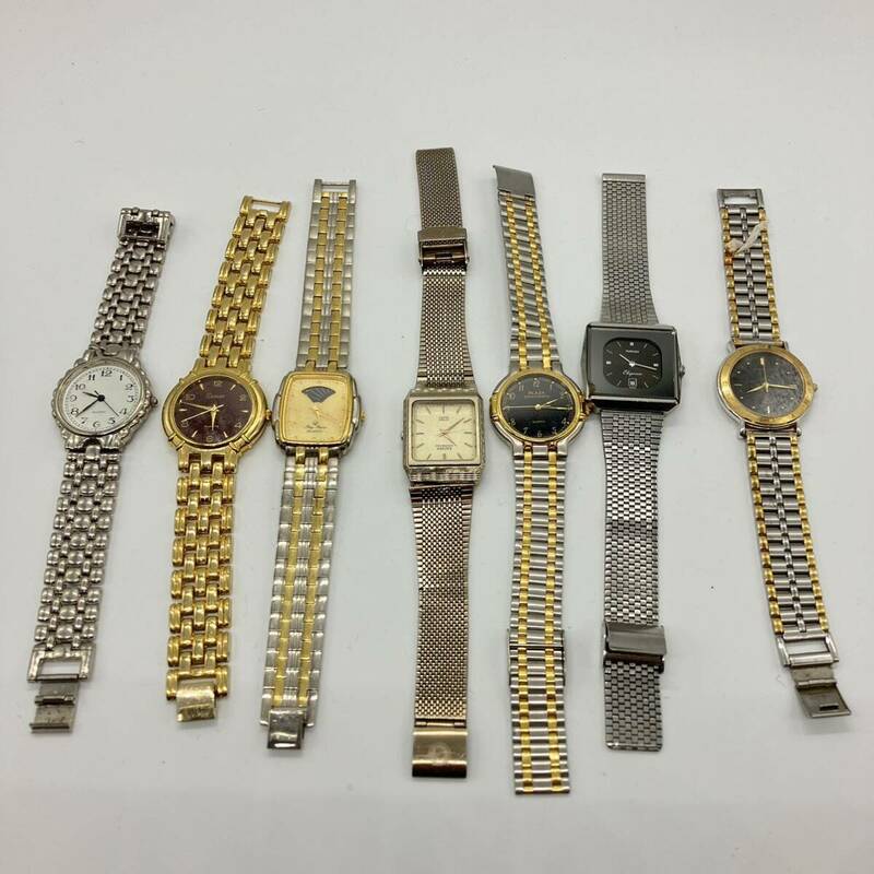 1円〜 CITIZEN RADO PLAZA 腕時計 まとめて クオーツ QUARTZ腕時計 動作未確認 ゴールド・シルバーカラー ブランド デイト スクエア 部品