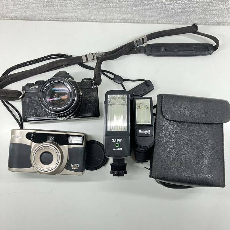 1円〜 4T PENTAX Konica フィルムカメラ ペンタックスME コニカZ-up150 VP ストロボ Panasonic 203 まとめて 動作未確認 カメラ レンズ