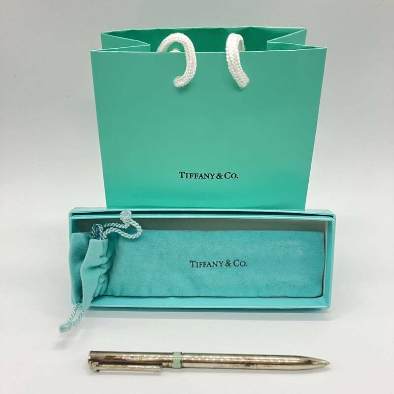 1円〜 4F TIFFANY&Co ティファニー ツイスト式 ボールペン Tクリップ シルバー925 刻印 総重量22.55g 筆記具 ブランド ケース付き Tiffany 