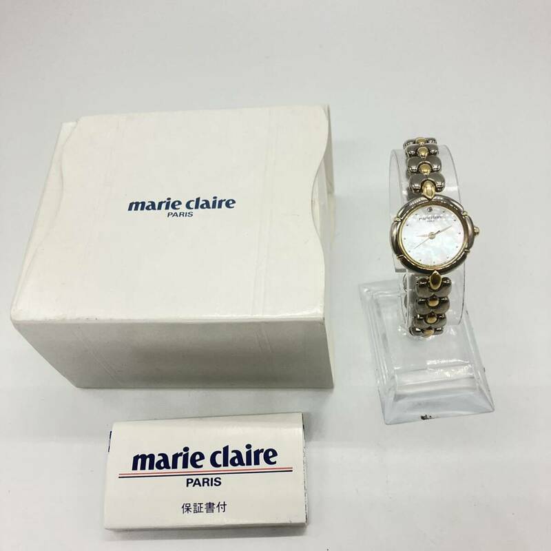 1円〜 4M marie claire 腕時計 D852CH-00 CS マリ・クレール 箱 保証書付き クオーツ QUARTZ腕時計 動作未確認 シルバー/ゴールドカラー