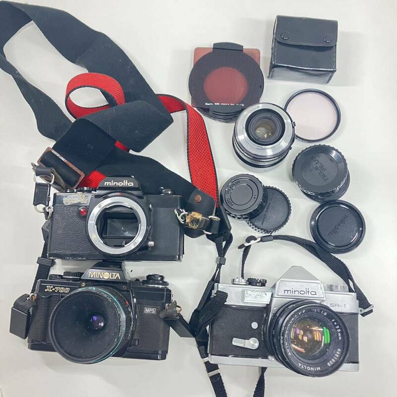 1円〜 5A MINOLTA フィルム一眼レフカメラ SR-1 XG-S X-700 ミノルタ 交換レンズ レンズキャップ付き まとめて 動作未確認 minolta camera 