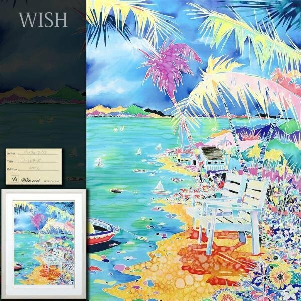 【真作】【WISH】ジェニファー・マークス Jennifer Markes「ツーチェアーズ」シルクスクリーン 30号大 大作 直筆サイン #24022920