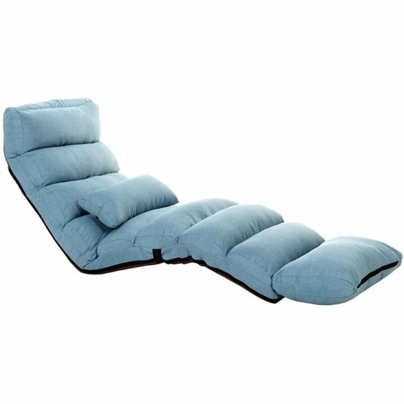 座椅子 リクライニングソファ パーソナルチェア 折りたたみ 全長205cm 低反発 着脱可能 寝椅子 リラックス リクライニング式 ブルー　716